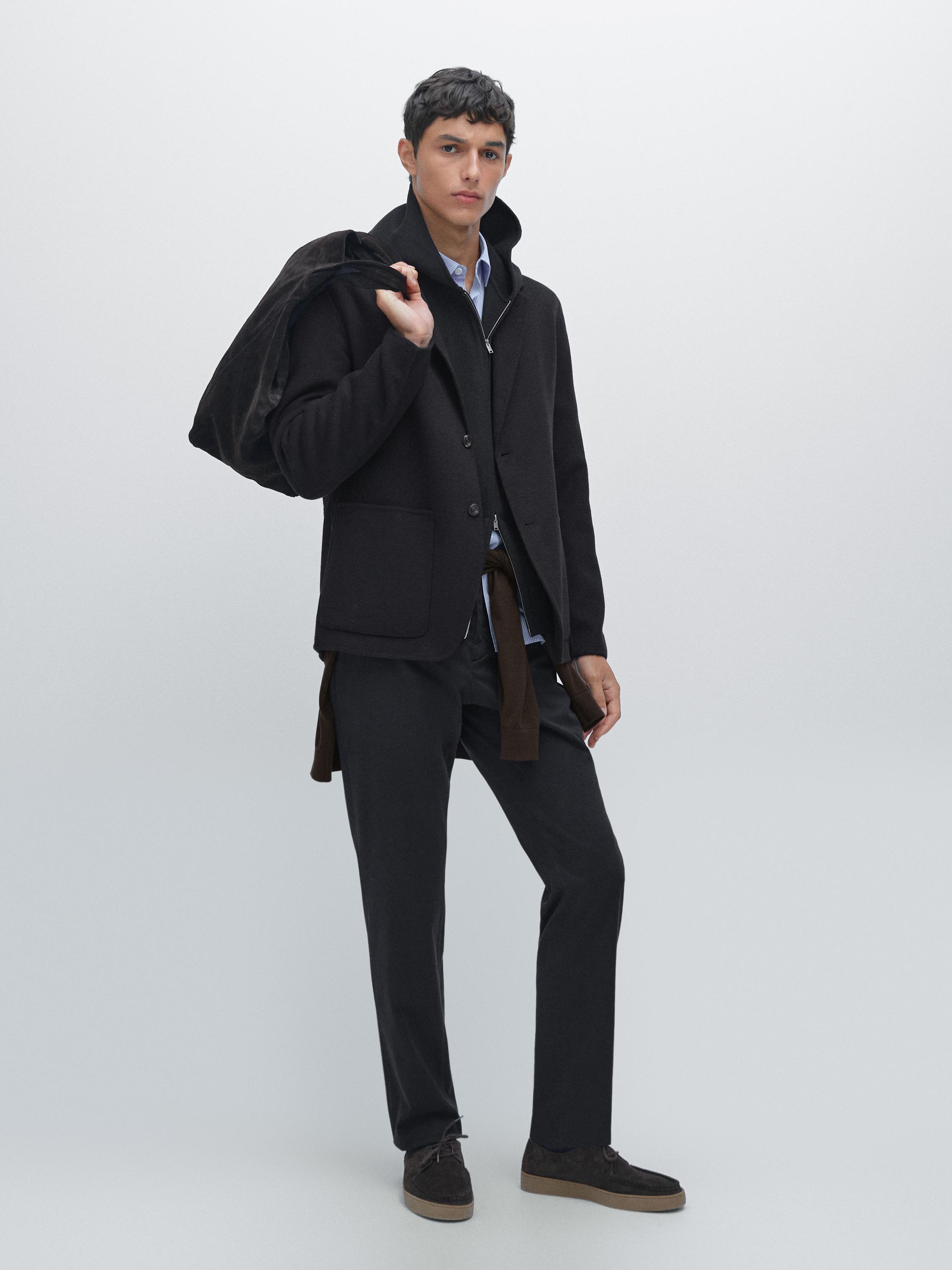 

Облегающие текстурированные брюки Massimo Dutti, темно-синий