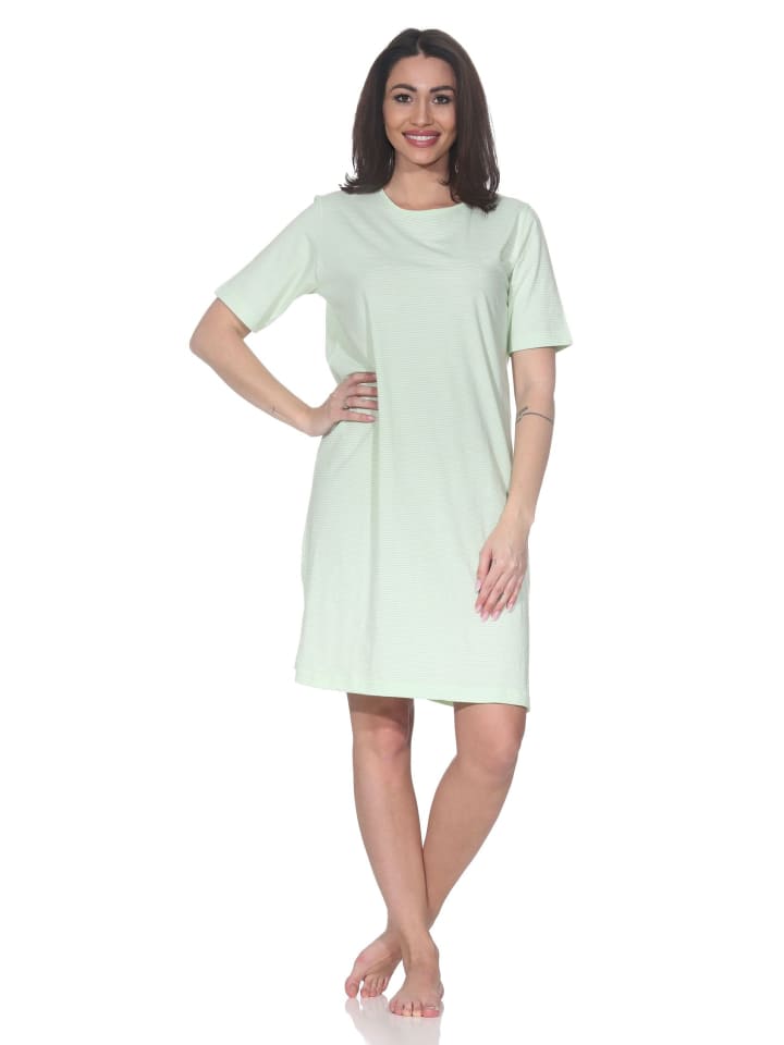 

Ночная рубашка в полоску с короткими рукавами 125 214 903 зеленого цвета NORMANN