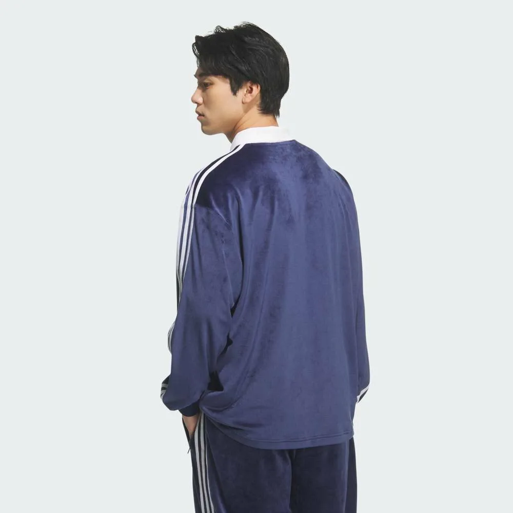 Велюровая рубашка-поло Adidas с длинным рукавом Adidas, blue — фото 4