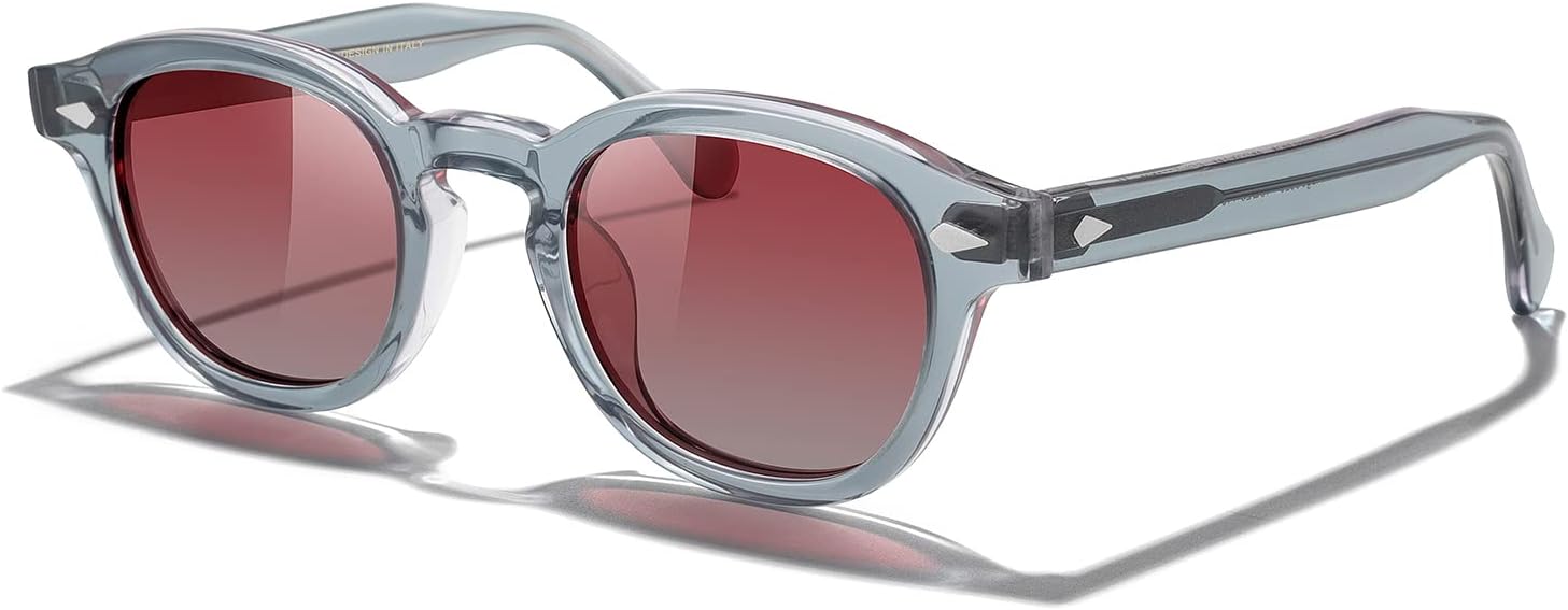 

Солнцезащитные очки MERRY'S из ацетата с поляризацией, ретро-овальной формы, для мужчин и женщин, унисекс, для взрослых, винтажные очки, Transparent Gray Frame/Red Lens