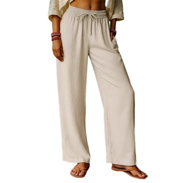 

Женские брюки палаццо с широкими штанинами, высокой талией и шнурком Yesfashion, Apricot