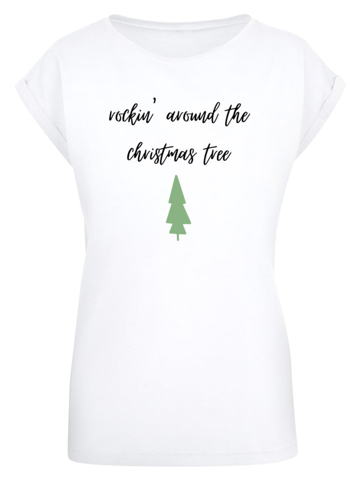 

F4NT4STIC Футболка с надписью «Зажигаем вокруг рождественской елки» в белом цвете