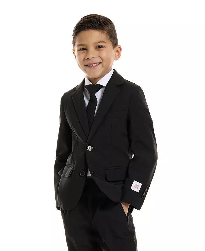 

Костюм Black Knight Slim Fit Solid для мальчиков, включающий блейзер, брюки и галстук-застежку OppoSuits, черный
