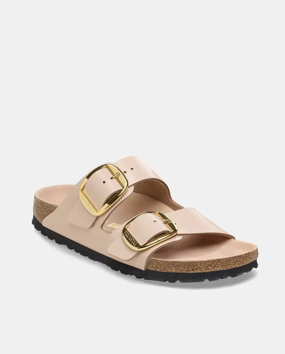 

Женские кожаные сандалии на плоской подошве с большой пряжкой Arizona Birkenstock, цвет Nude