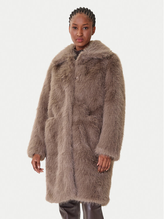 

Меховое пальто relaxed fit CW9192TFRL5 Bomboogie, коричневый