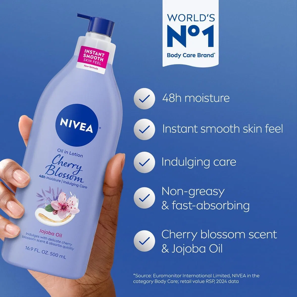 Лосьон для тела Nivea с маслом жожоба и ароматом вишни, 500 мл, набор 3 шт. — фото 4