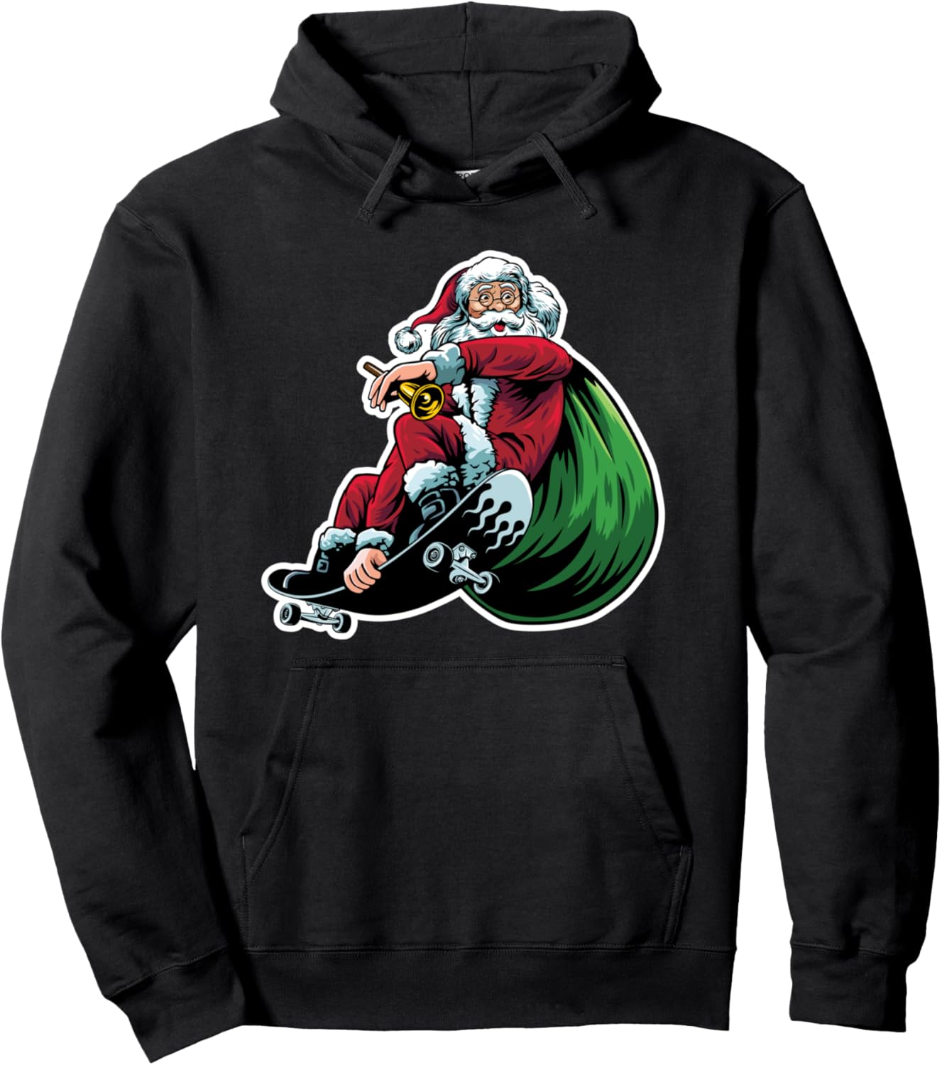 

Худи для скейтбординга Рождественский Санта-Клаус Skating Christmas Santa Claus Skateboard Shop, черный