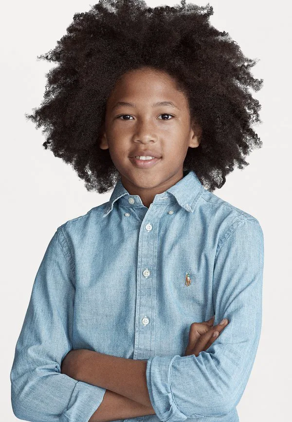 Хлопковая рубашка из шамбре 714y Polo Ralph Lauren, Light Blue — фото 4