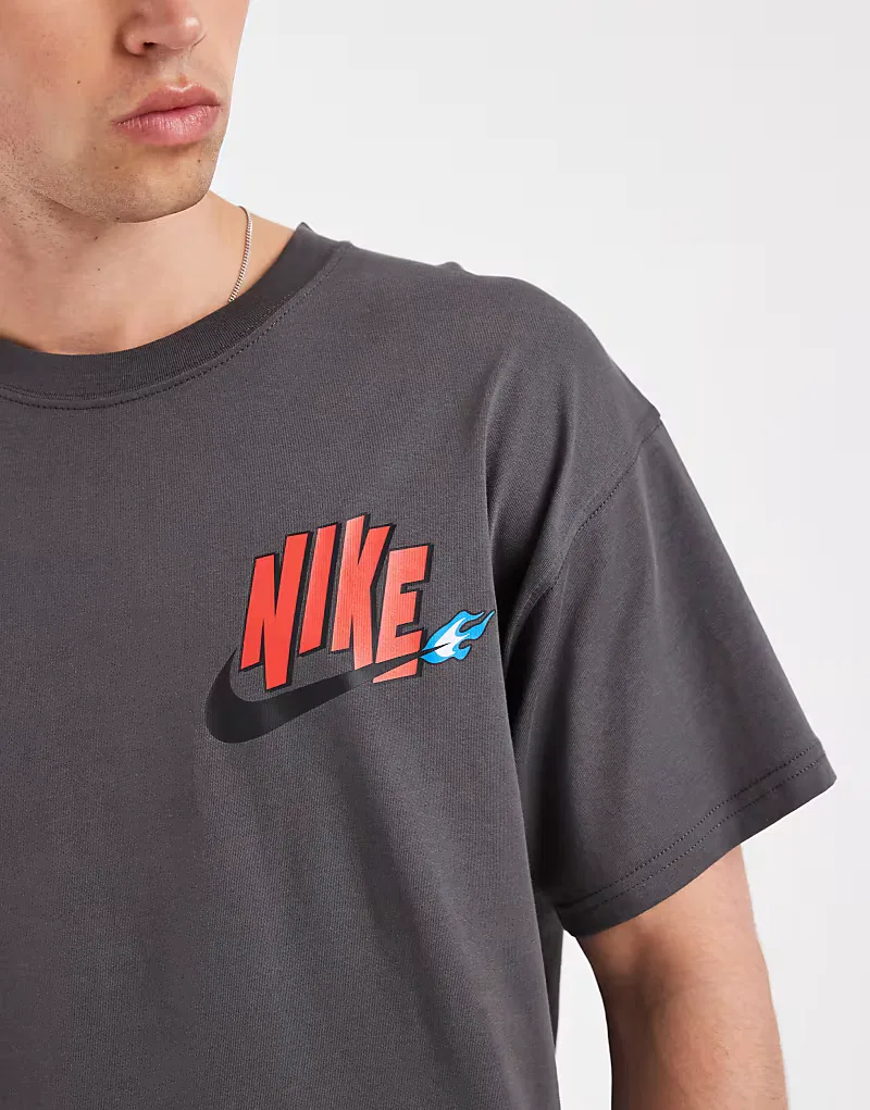 Футболка Nike оверсайз с принтом в виде перца чили с эффектом потертости, серый — фото 4