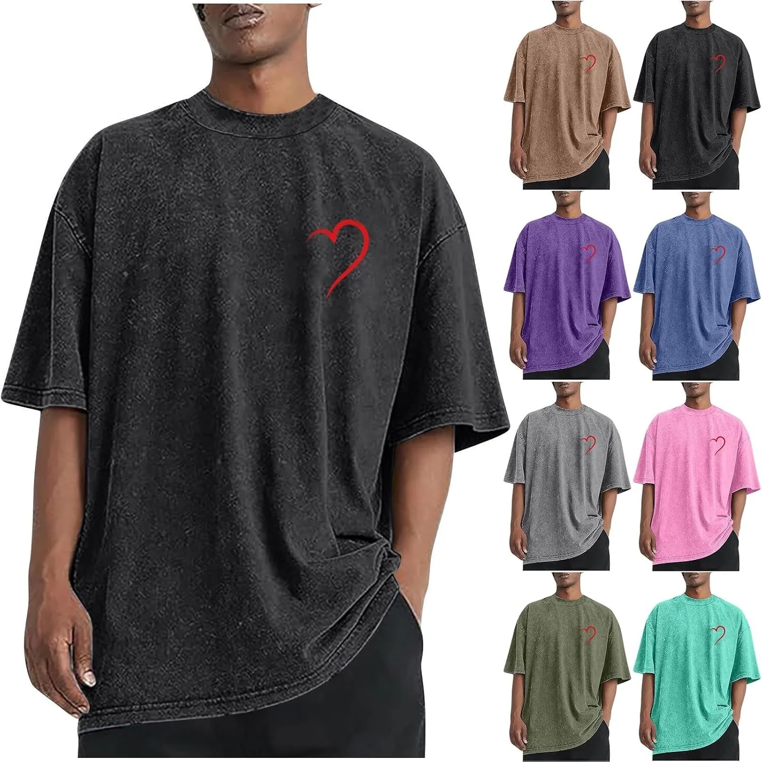 

Футболка Valentines для мужчин Plus Size, короткий рукав, хлопок Lmdudan