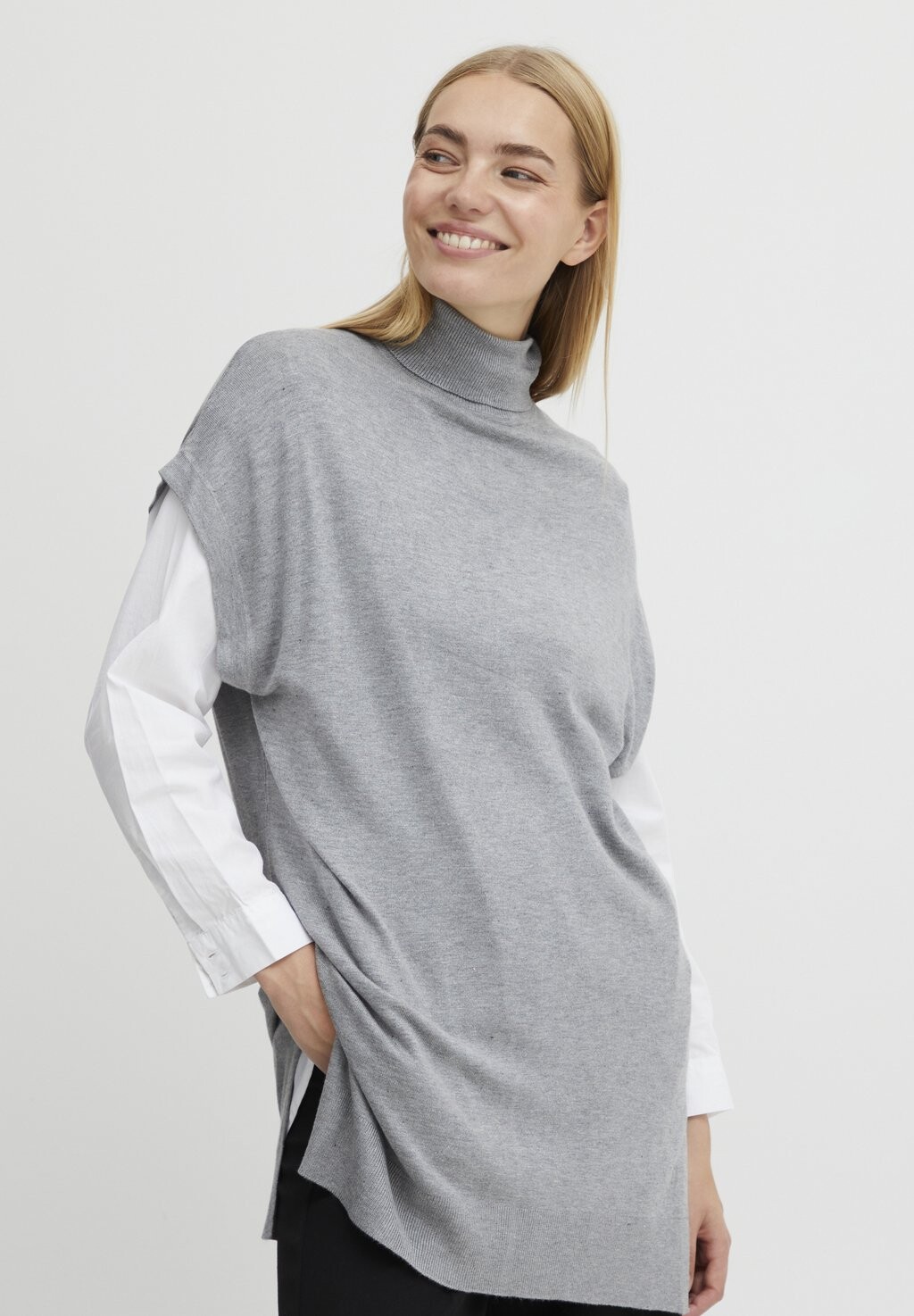 

Свитшот b.young BYMMPIMBA1 ПОНЧО, цвет mid grey melange