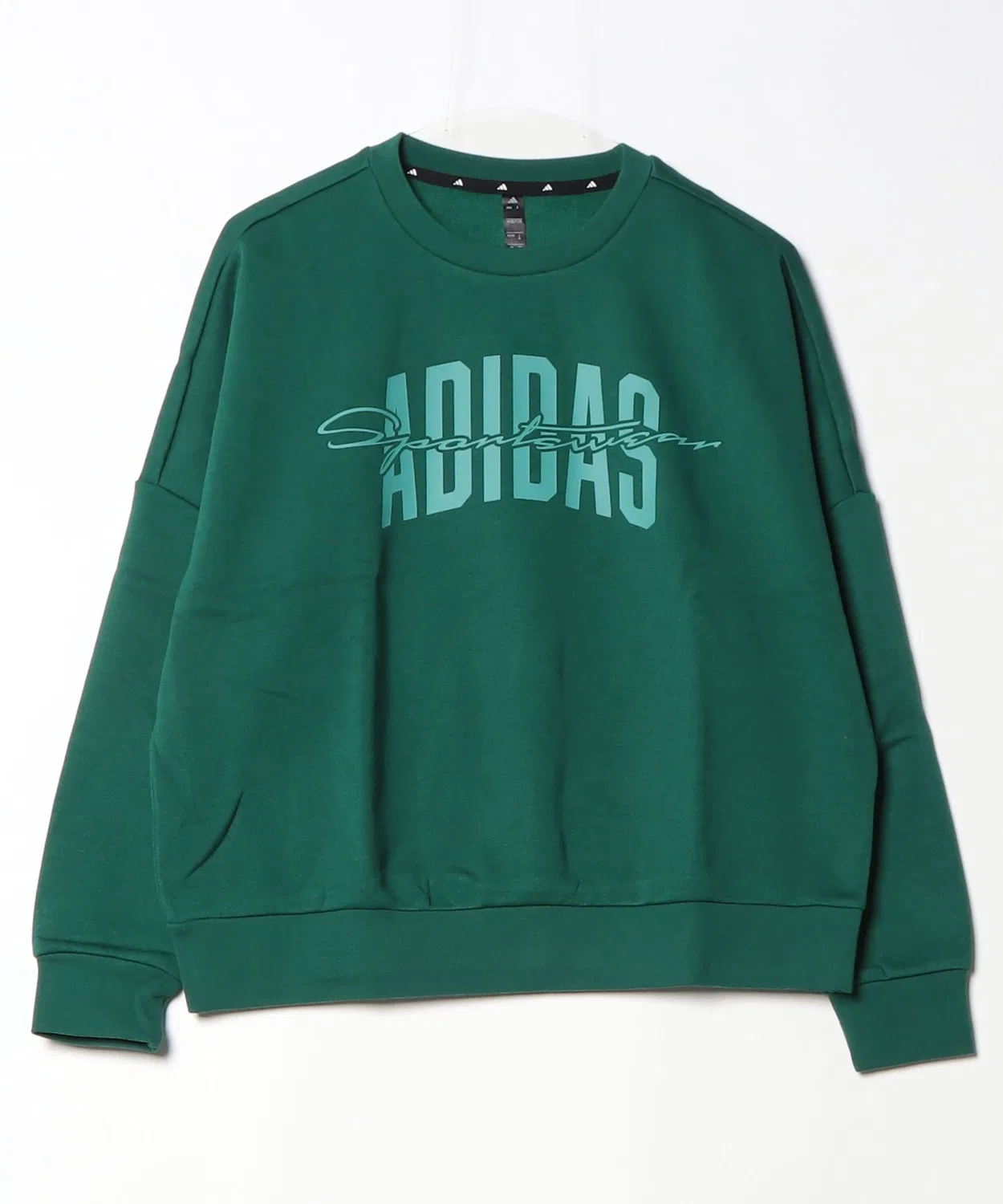 Свитшот с принтом adidas College Graphic Crew, тёмно-зелёный