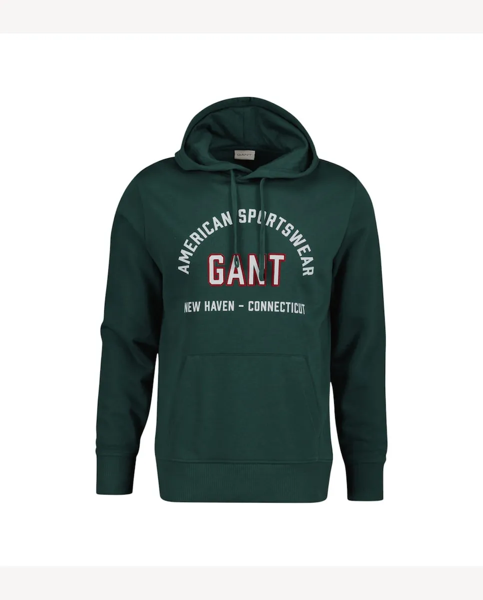 

Мужская толстовка с капюшоном и графическим принтом Gant, зеленый