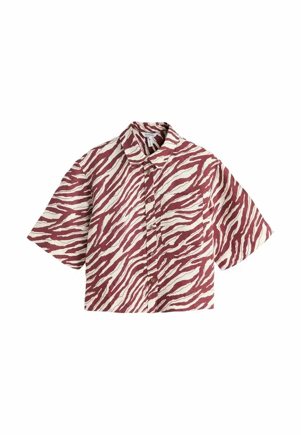 Блуза Next, Button down blouse, красный экрю зебра