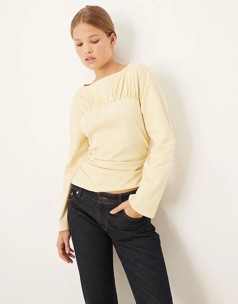 

Топ ASOS DESIGN с закругленными рукавами-коконами, цвет пахты