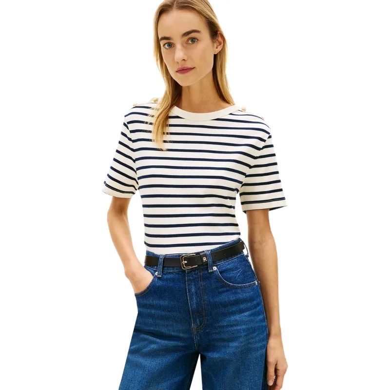Футболка мужская Crew Neck Moderate Tommy Hilfiger, темно- синий белый stripes 0fc — фото 4