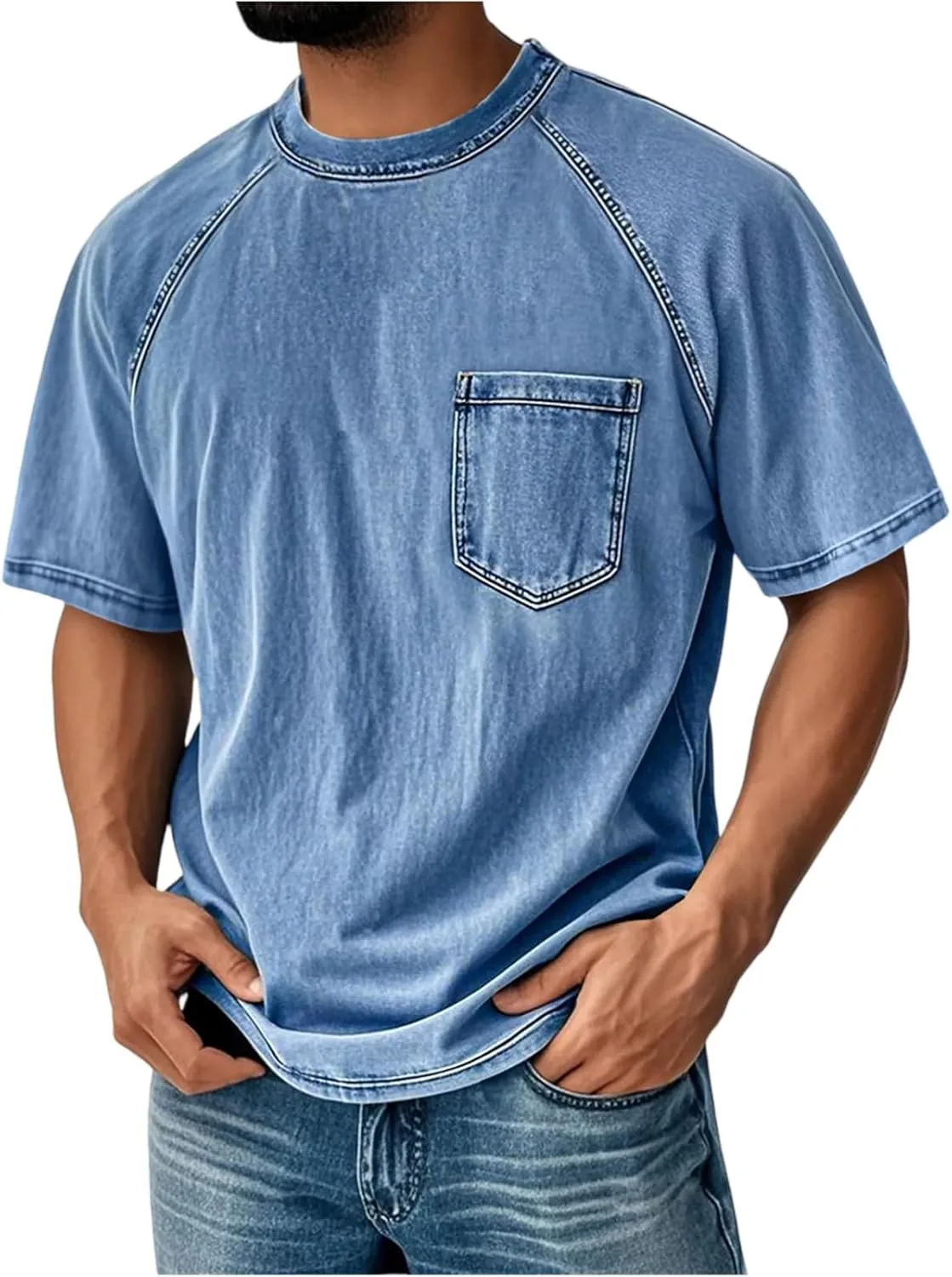 

Мужская футболка с коротким рукавом и карманом DJFODJ