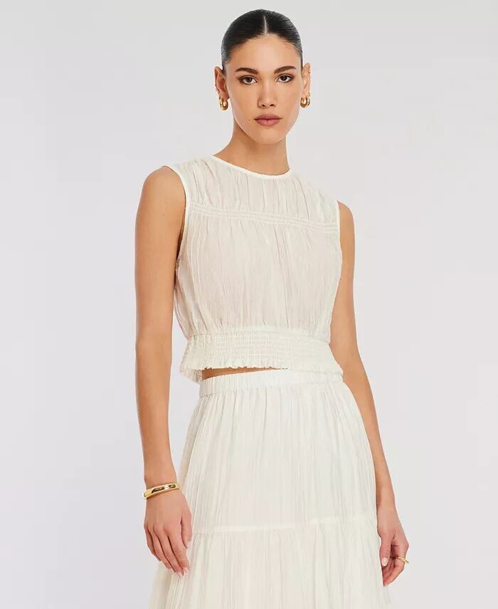 

Женский топ без рукавов с круглым вырезом и сборками BCBG NEW YORK, белый