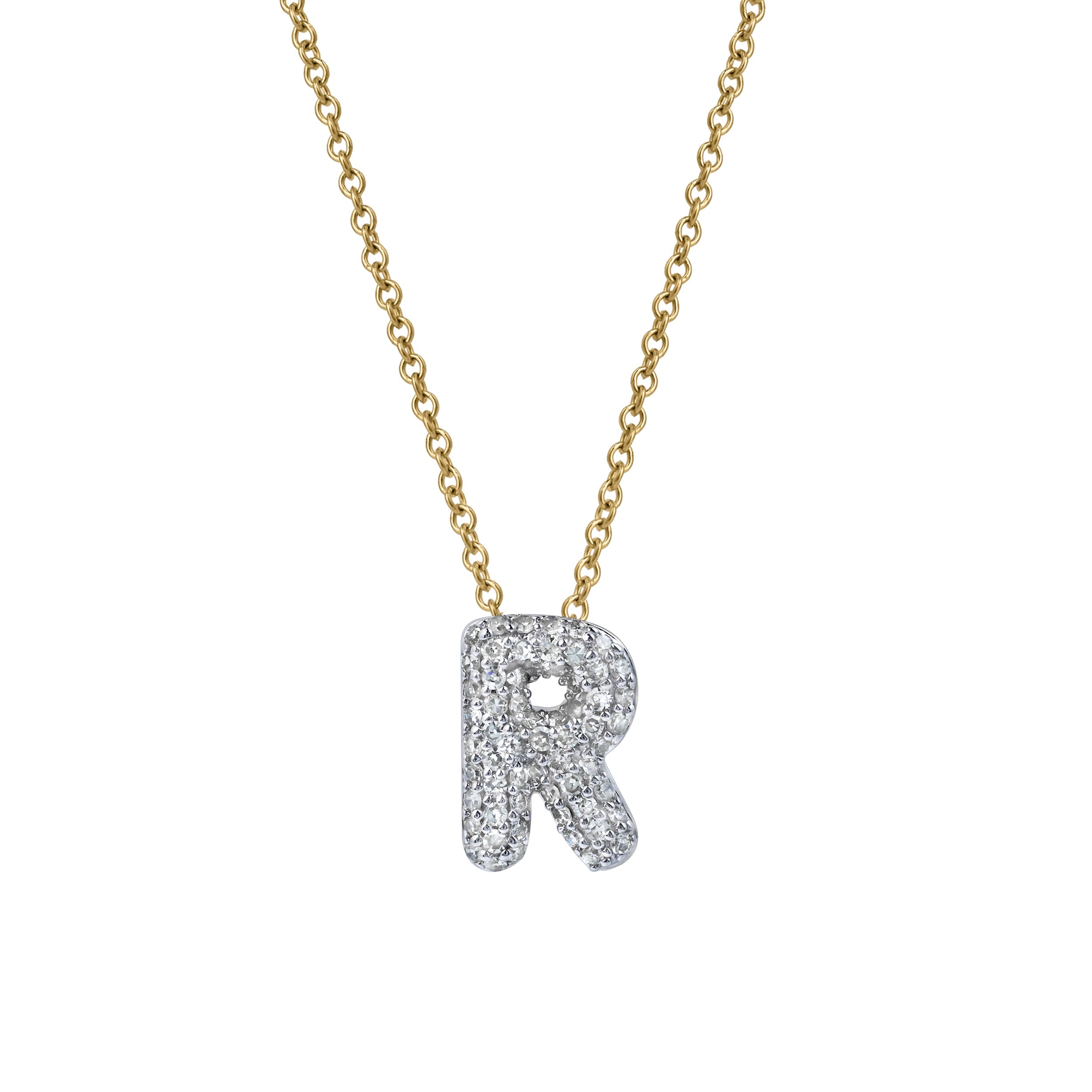 

Ожерелье с кулоном в виде маленькой заглавной буквы Bubble из желтого золота 14 карат с бриллиантами Luvmyjewelry, Gold R