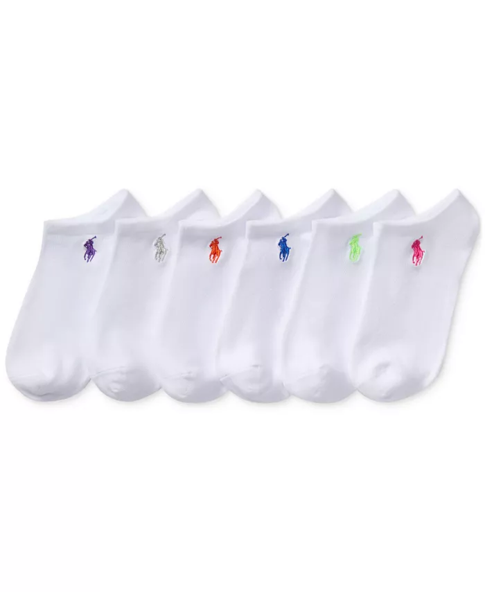 

Классические низкие однотонные носки для девочек Little & Big Girls, набор из 6 пар Polo Ralph Lauren, белый
