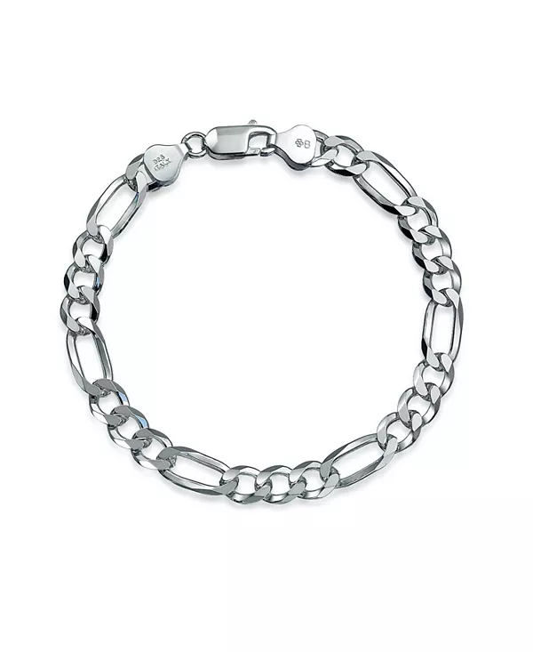 

Толстый тяжелый браслет-цепочка Фигаро из стерлингового серебра шириной 7 мм Bling Jewelry, silver