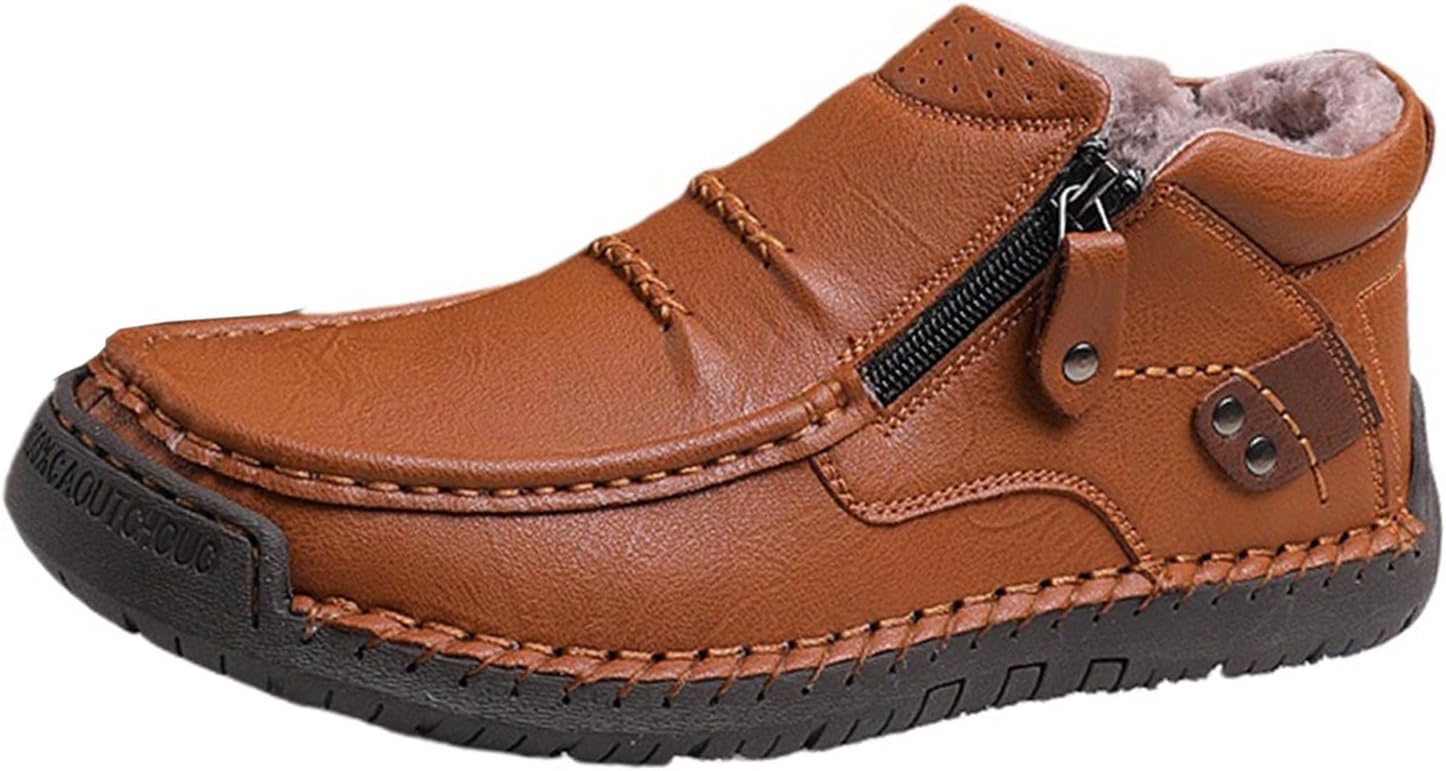 

Мужские модные кожаные ботинки XJYPUU2, легкие и дышащие, ручной работы, с удобной посадкой, ортопедические, для активного отдыха и походов, с боковой молнией, A-8