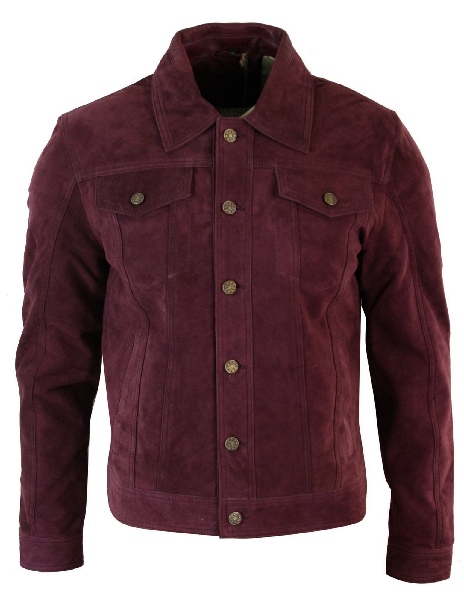 

Винтажная джинсовая ретро-замшевая кожаная куртка TruClothing, цвет burgundy