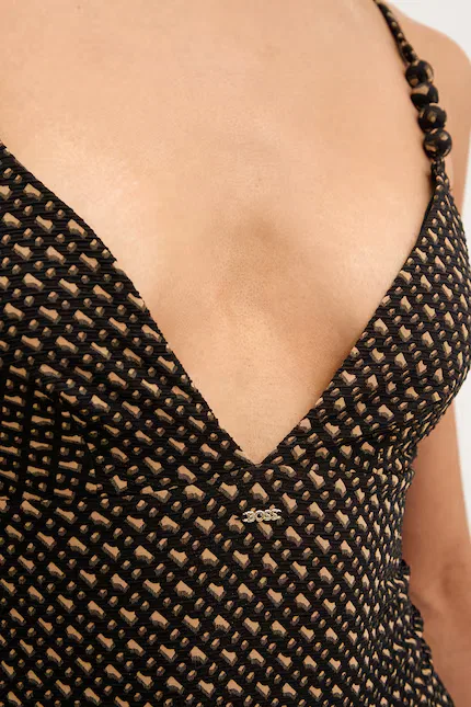 Купальник цельный с абстрактным узором SWIMSUIT_PEARL BOSS, черный — фото 4