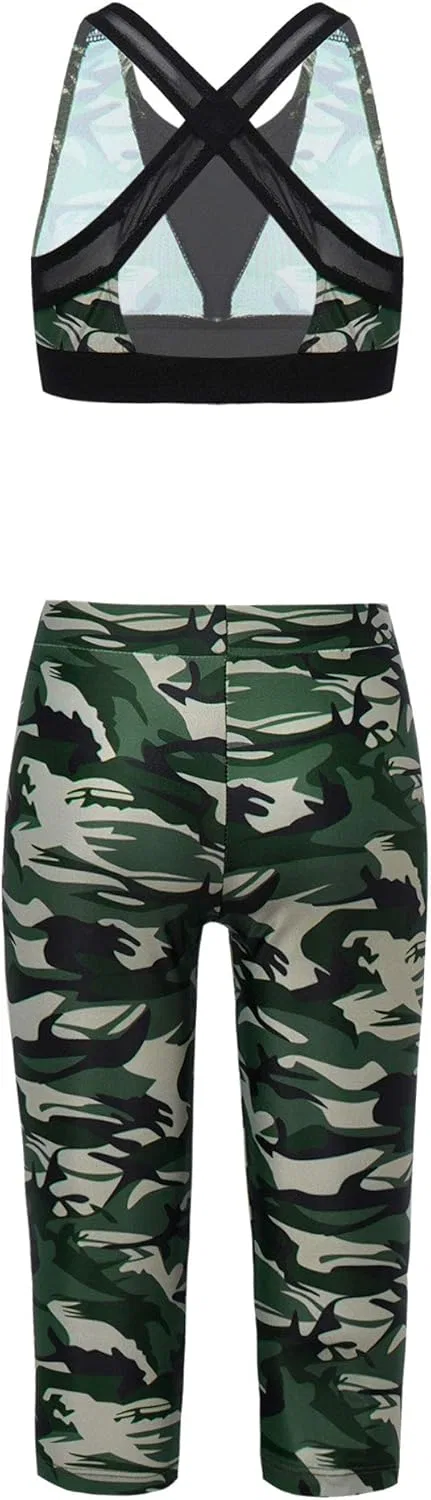 Спортивный костюм для девочек, камуфляжный принт, Hansber, 2 предмета, Camouflage Green — фото 2