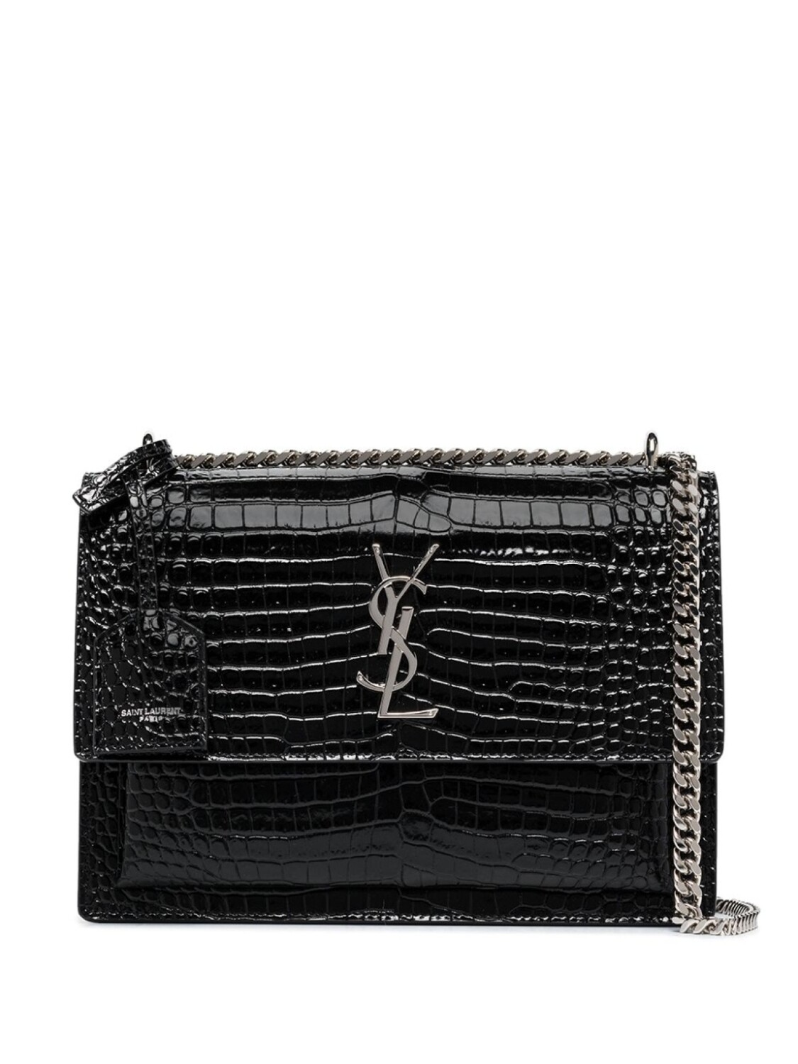 

Сумка Saint Laurent Sunset с тиснением под кожу крокодила, черный