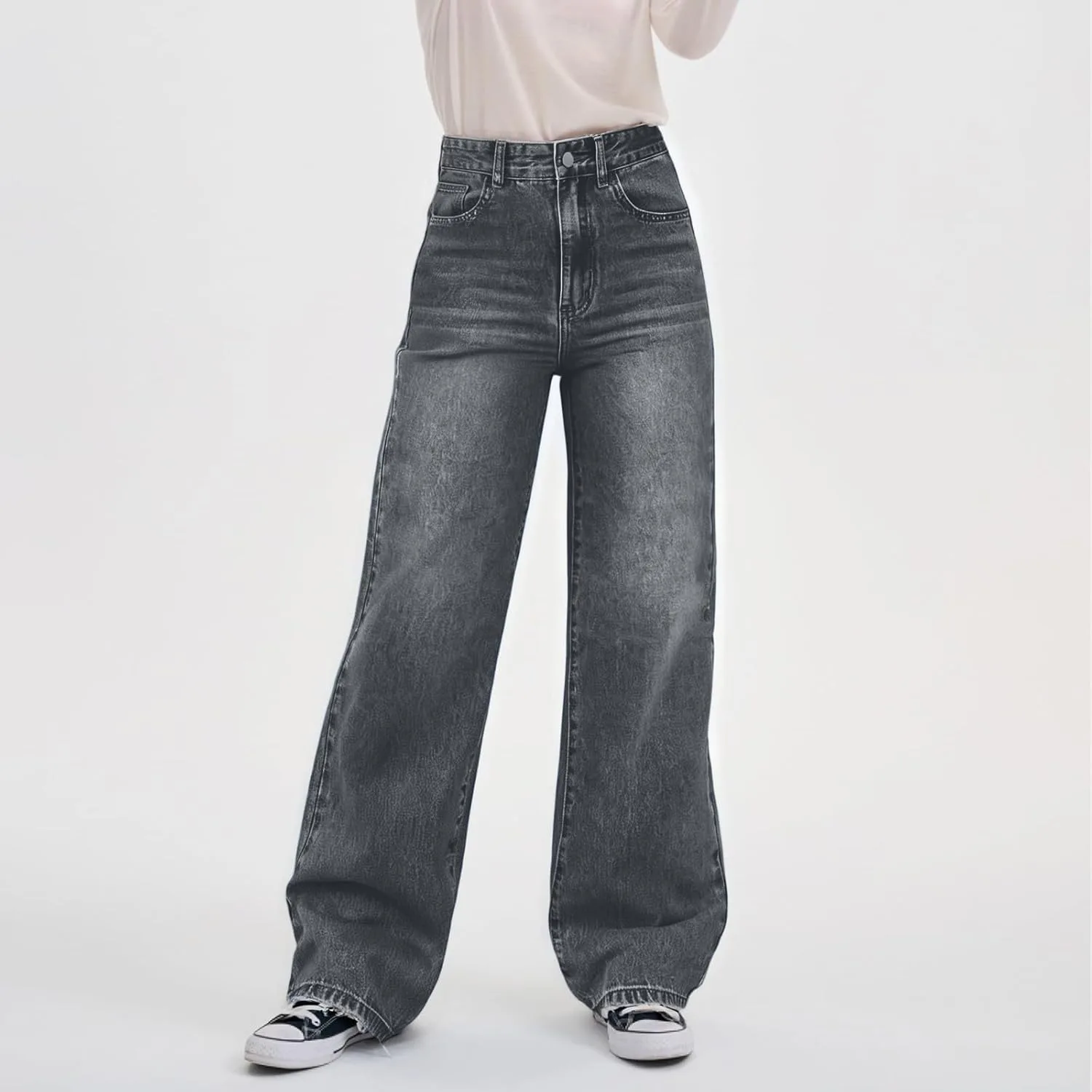Прямые джинсы для женщин Casual Denim Pants Boyfriend High Waisted — фото 4