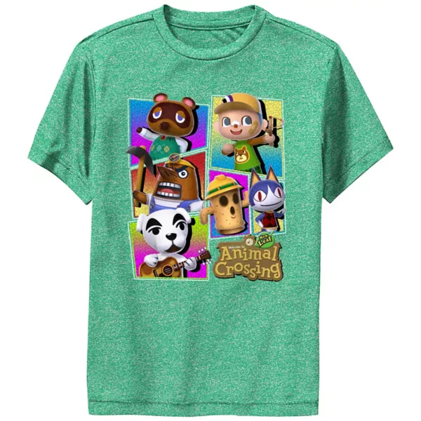 

Футболка с портретами персонажей Animal Crossing для мальчиков 8-20 лет Licensed Character, цвет kelly heather