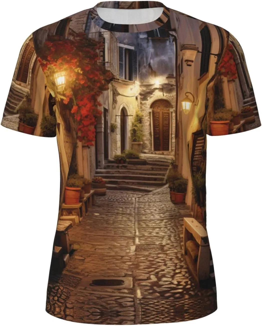 

Футболка мужская летняя с принтом Italian Old Street, легкая и дышащая SDFHU