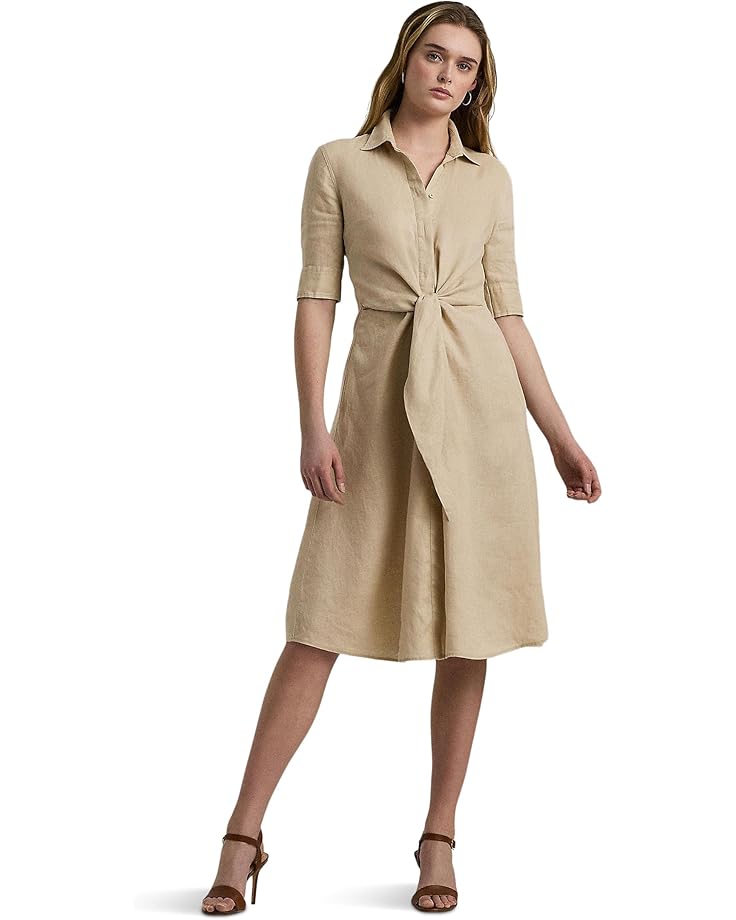 

Платье Lauren Ralph Lauren Tie-Front Linen Shirtdress, цвет Explorer Sand