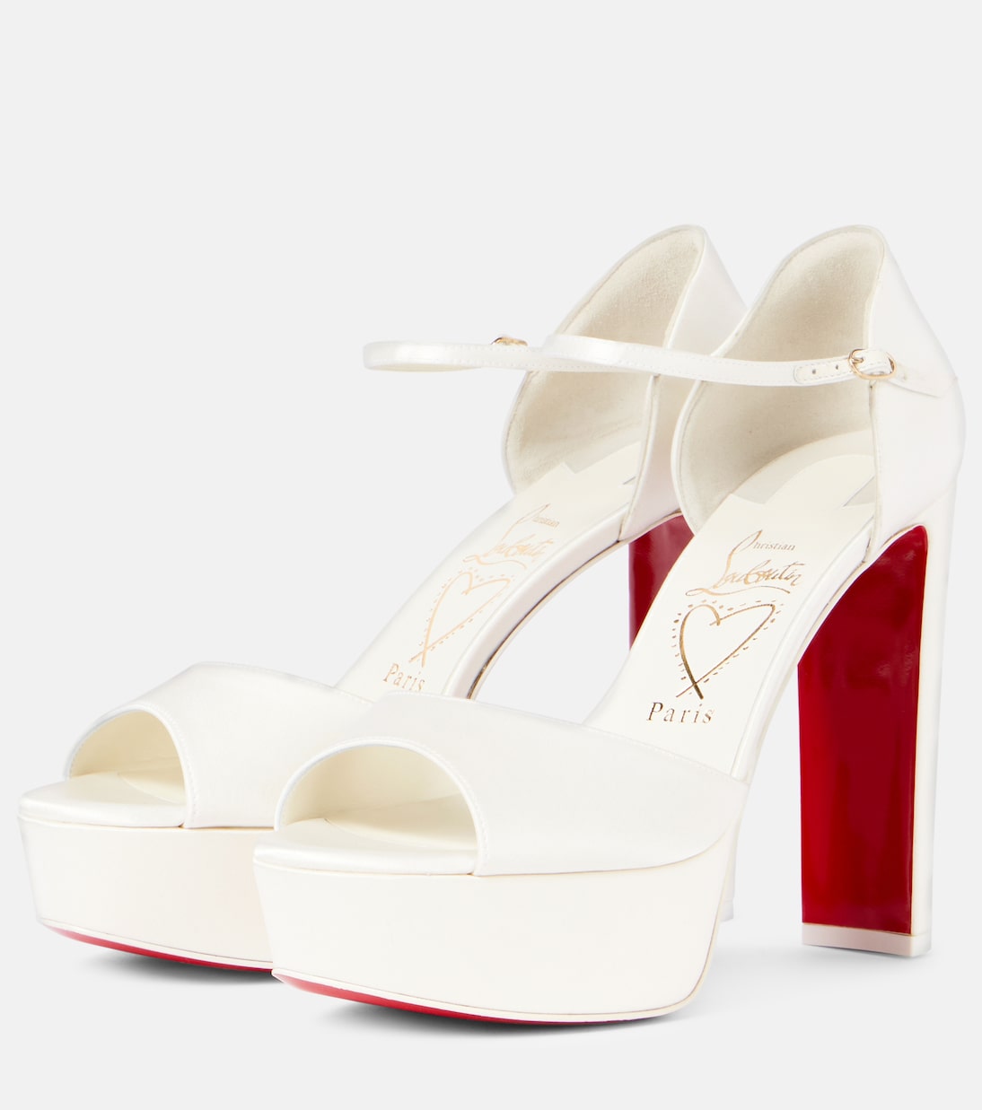 Свадебные сандалии Sandaloo 130 на платформе из креп-сатина Christian Louboutin, белый — фото 4