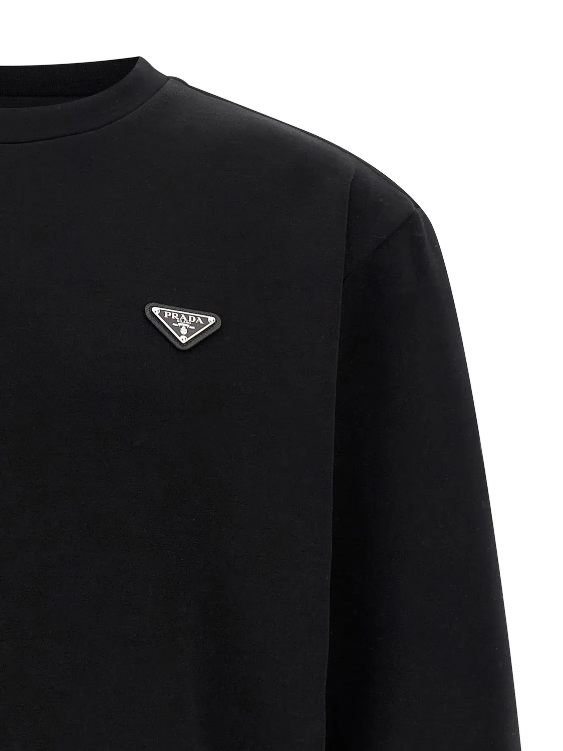 Свитшот с логотипом в виде треугольника Prada, черный — фото 3