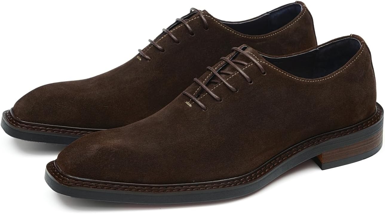 

Мужские замшевые оксфорды Santimon - формальные туфли, удобные повседневные дерби на шнуровке с амортизирующей стелькой - деловые и повседневные туфли для офиса, свадеб и романтических вечеров, коричневый