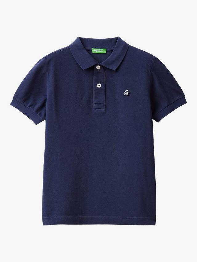 

Детская хлопковая поло с коротким рукавом Benetton, Night Blue
