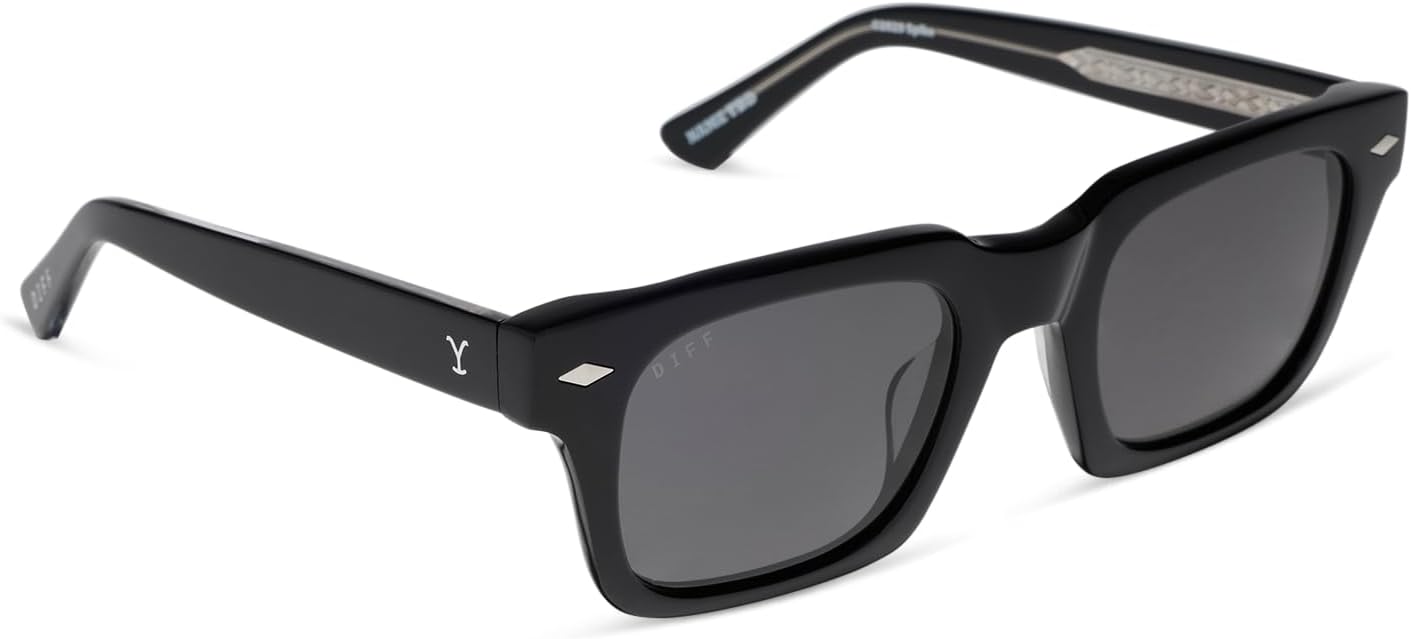 

DIFF | Солнцезащитные очки Yellowstone | Квадратные солнцезащитные очки Kayce Dutton для мужчин и женщин | Защита от УФ-излучения UV400 | Классический черный + серый, Black
