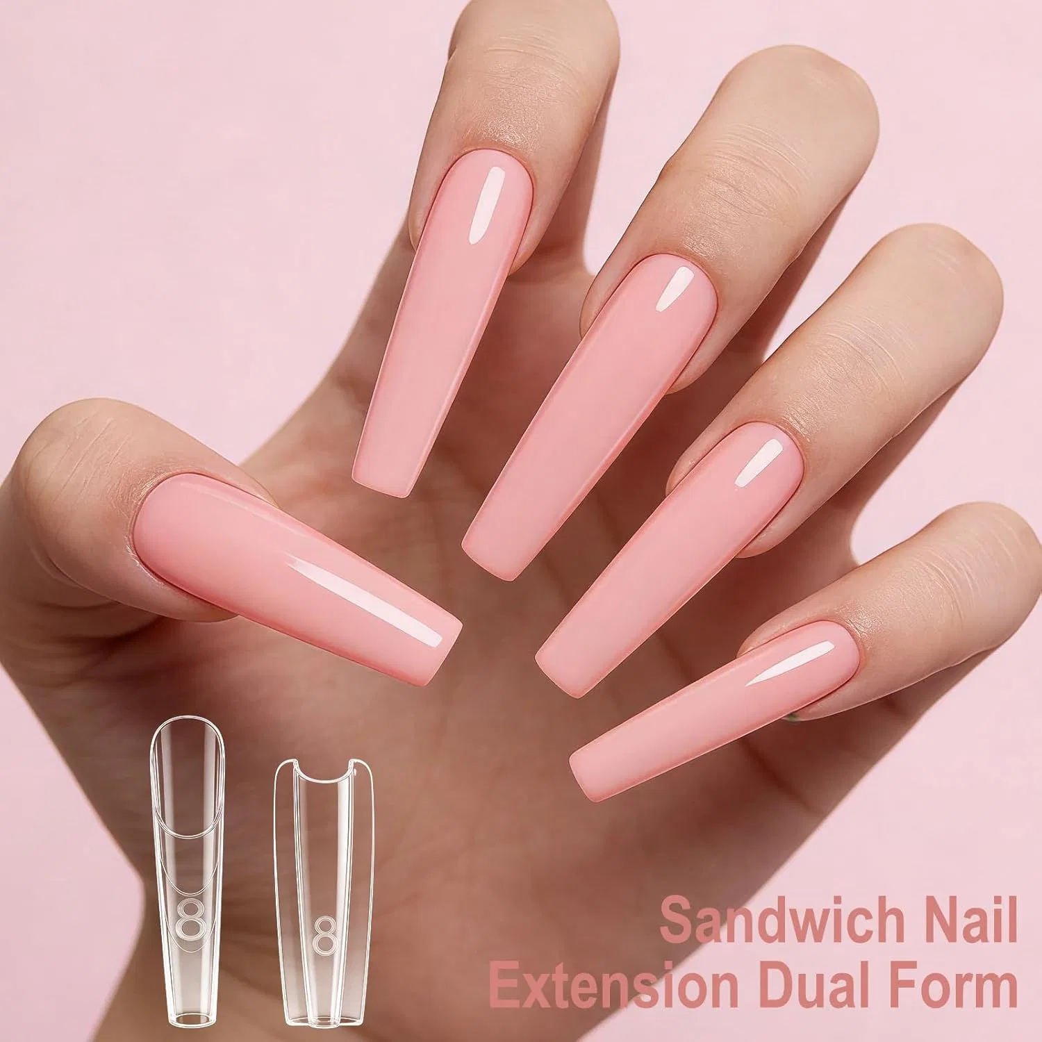 Набор двухсторонних форм для наращивания гелевых ногтей Sandwich Dual Nail Forms, 240 шт. Ngokpyd, Long Coffin — фото 4