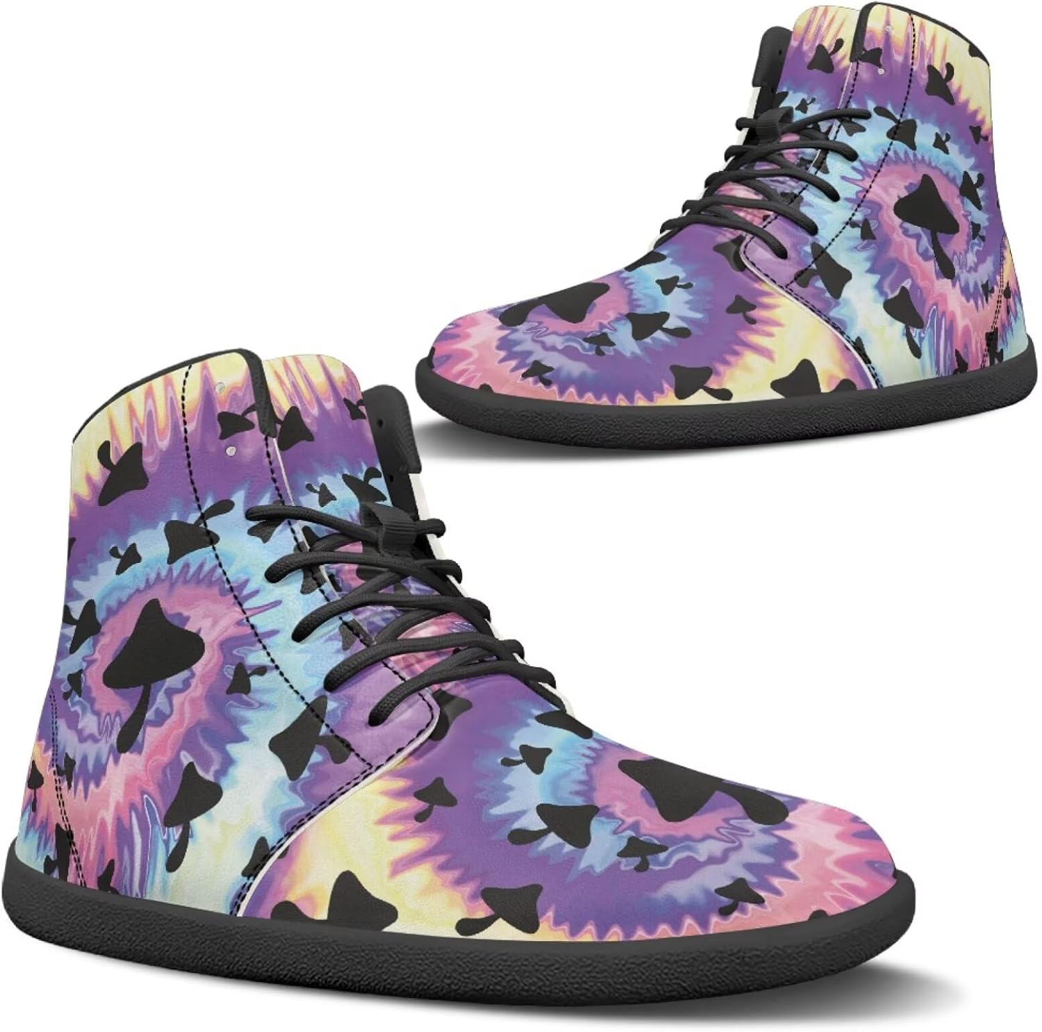 

Кроссовки Binienty для бега, унисекс, высокие, босоножки, классические шнуровкой, для мужчин и женщин, для спортзала, работы и на открытом воздухе, Tie-dye Mushroom