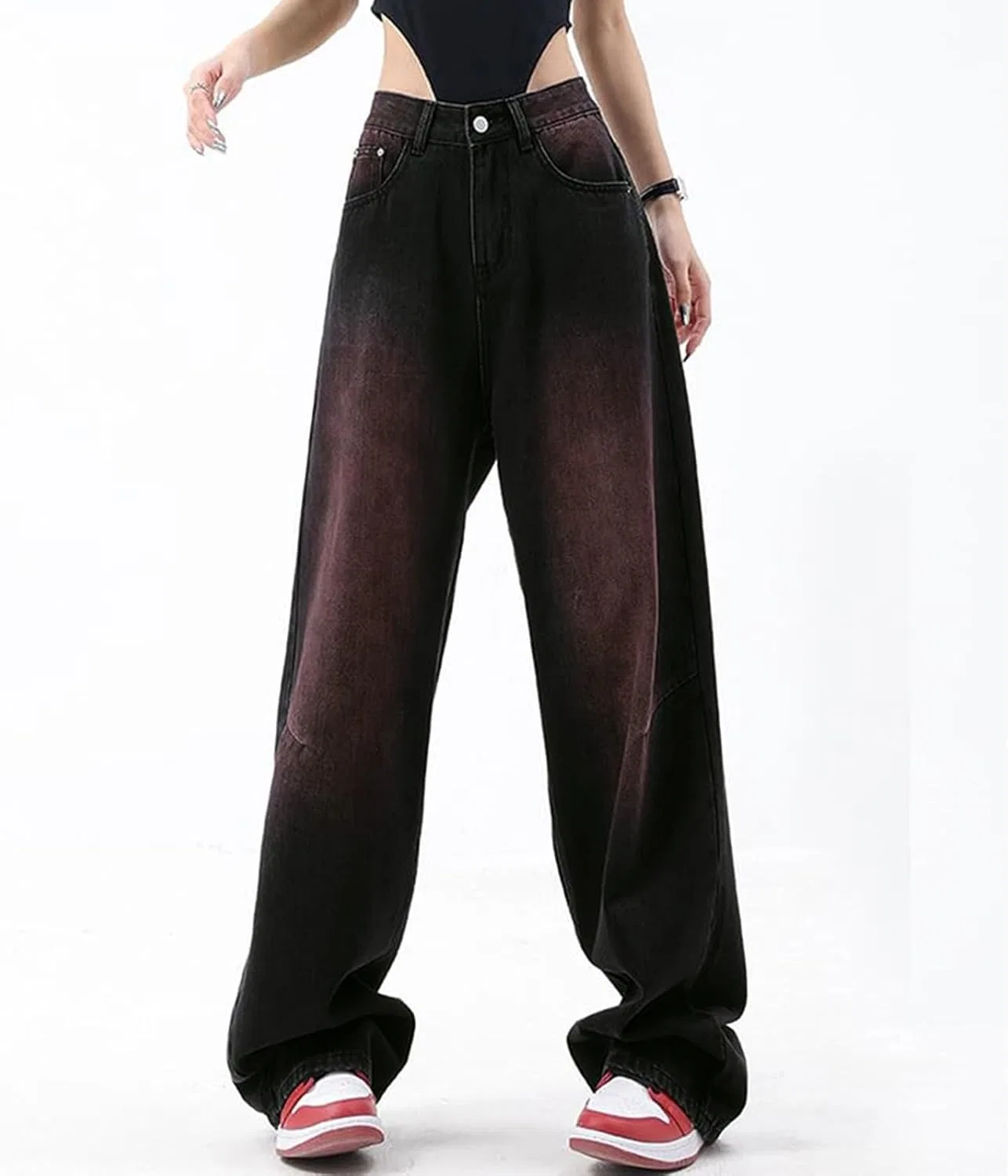 Джинсы свободные, Baggy, высокие, 03 Black — фото 2