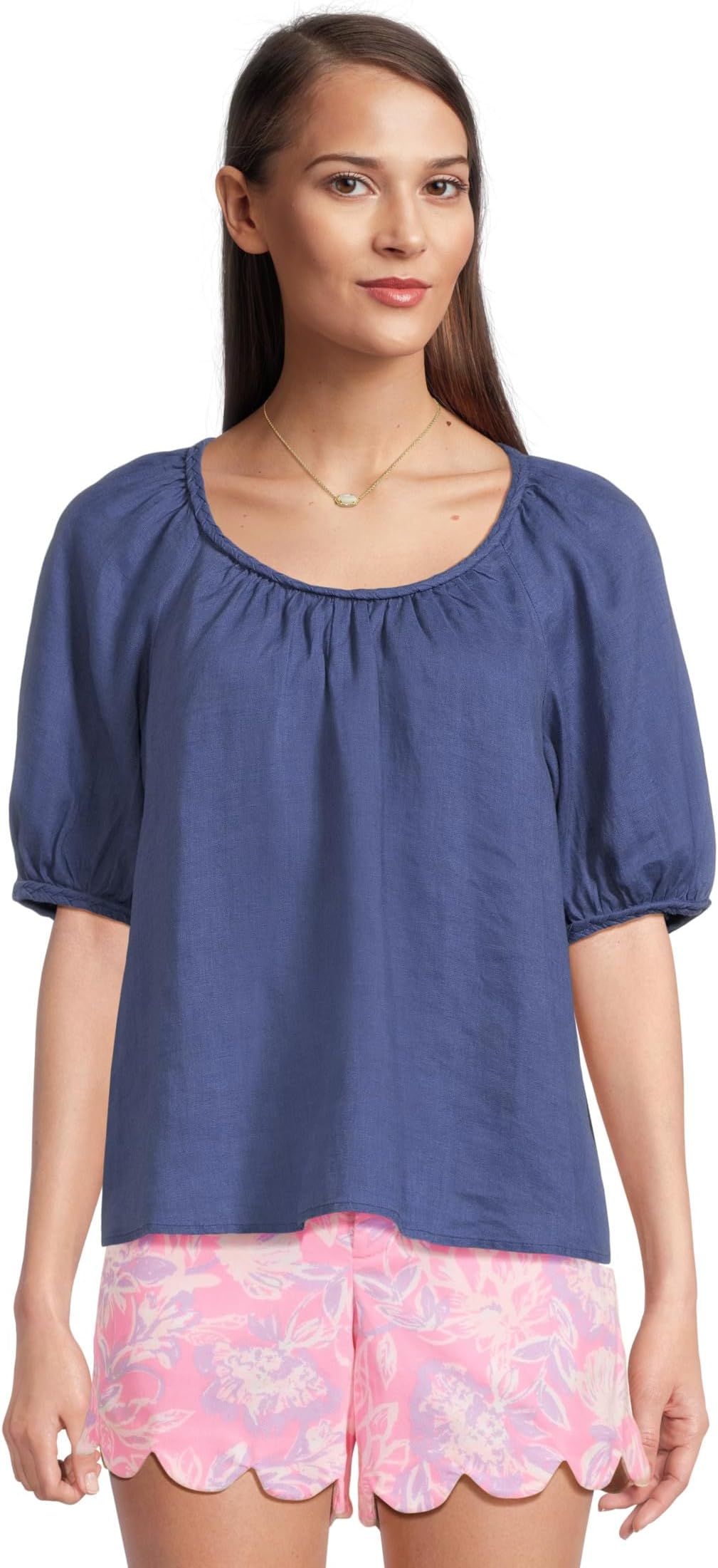 

Топ Lilly Pulitzer Calais Short Sleeve Top, цвет Sapphire Pool