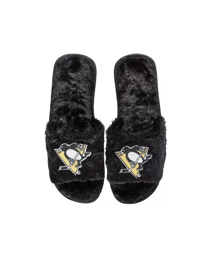Женские черные тапочки Pittsburgh Penguins со стразами FOCO