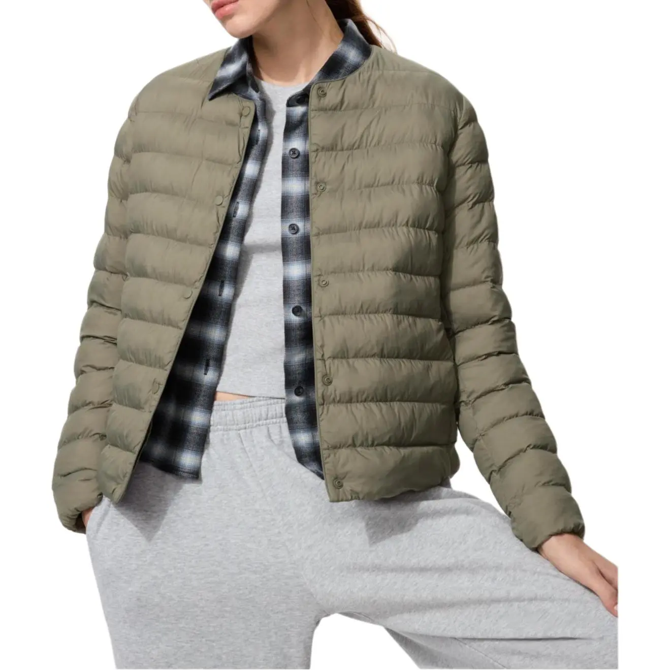 

UNIQLO Пуховик женский оливковый, Olive