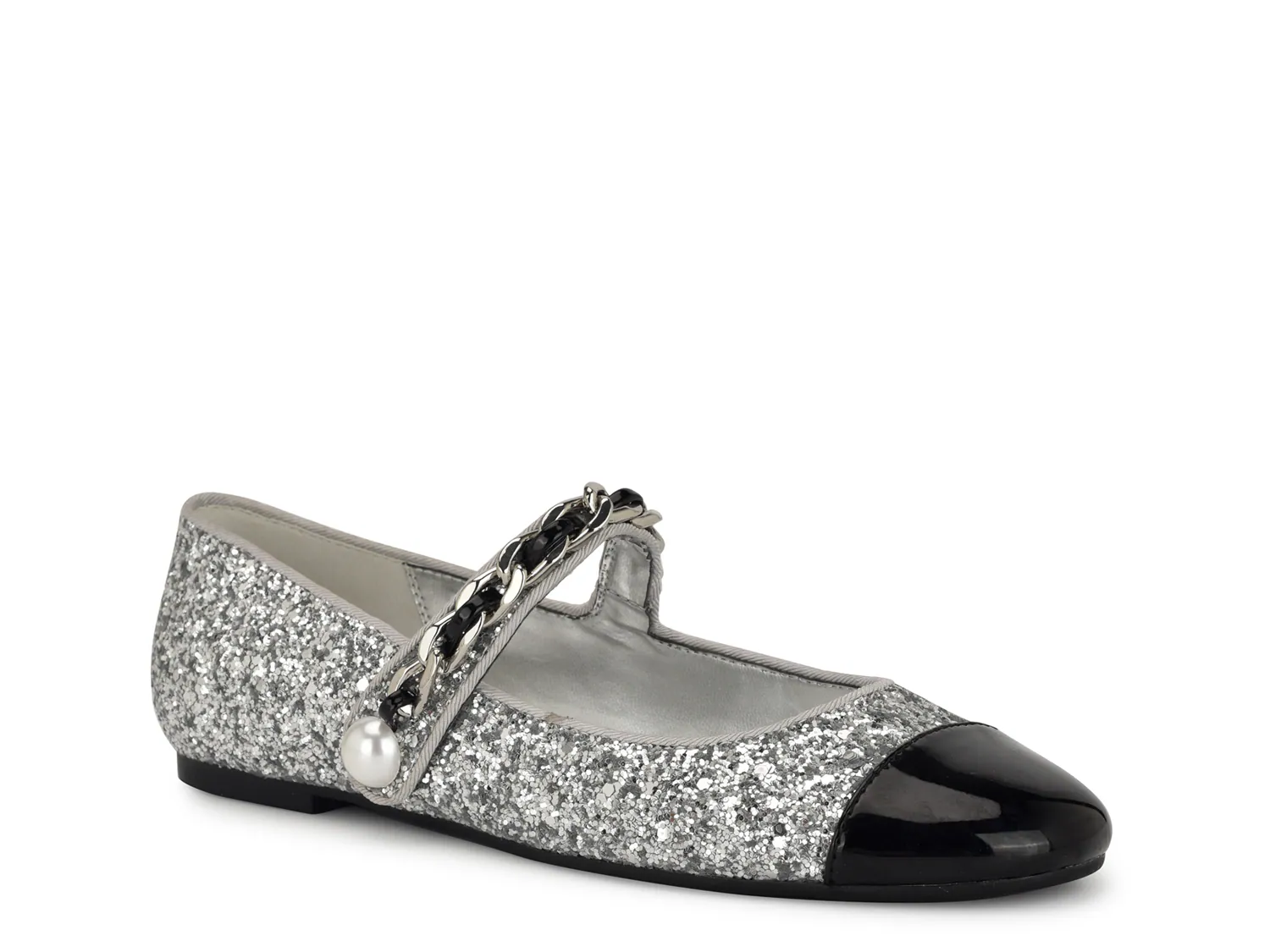 Балетки Platy Mary Jane Flat Nine West, серебряный/металлик
