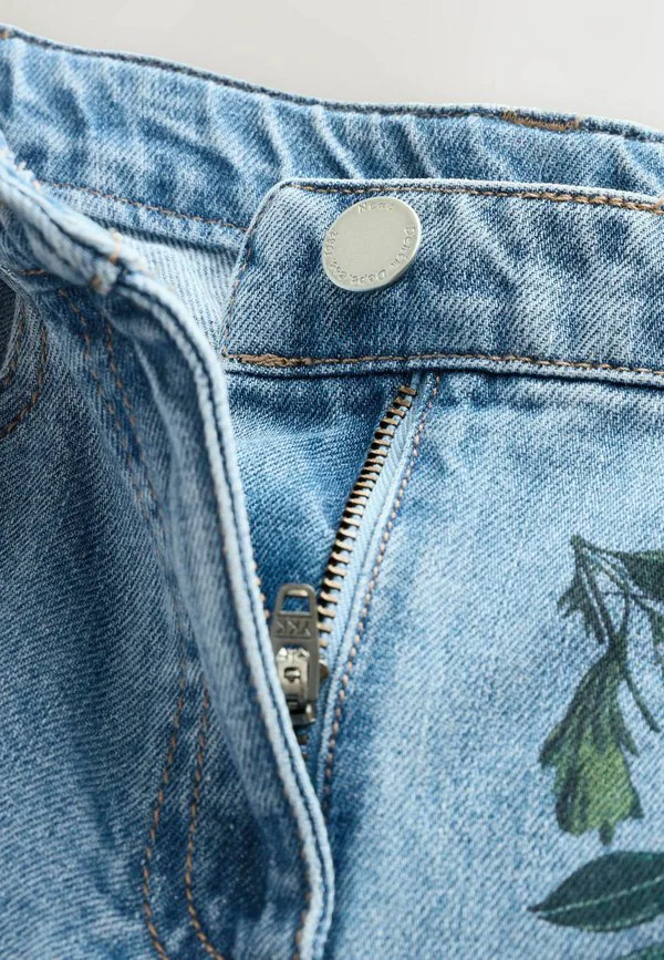 Джинсы свободного кроя с широкими штанинами Next, Mid Blue Denim Floral Print — фото 2