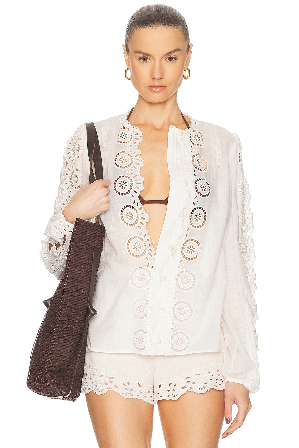 

Lucky Embroidered Блуза Zimmermann, Ivory