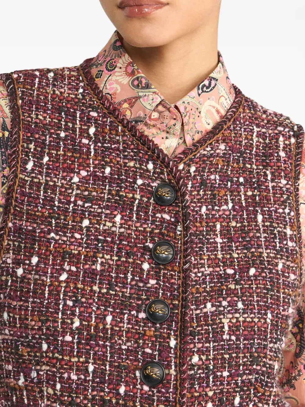 Твидовый жилет ETRO, красный — фото 4