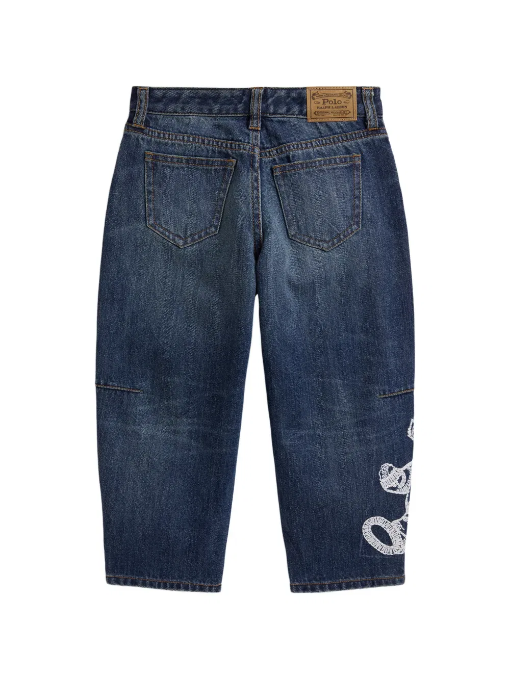 Джинсы с изогнутой формой медведя Polo Ralph Lauren Kids, синий — фото 2
